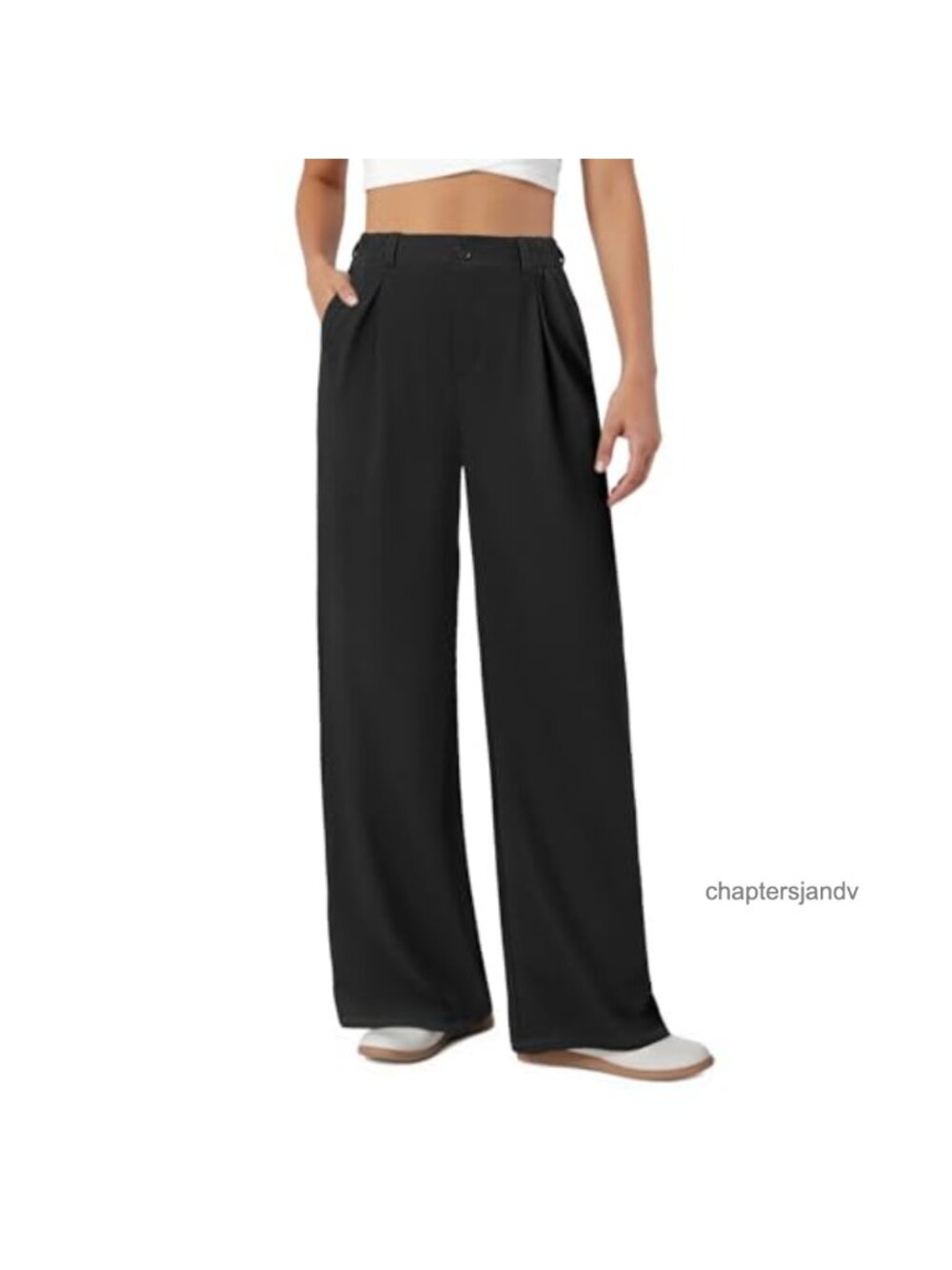 Women's Stretchy Wide Leg Dress Pants Pleated Front Elastic Waist